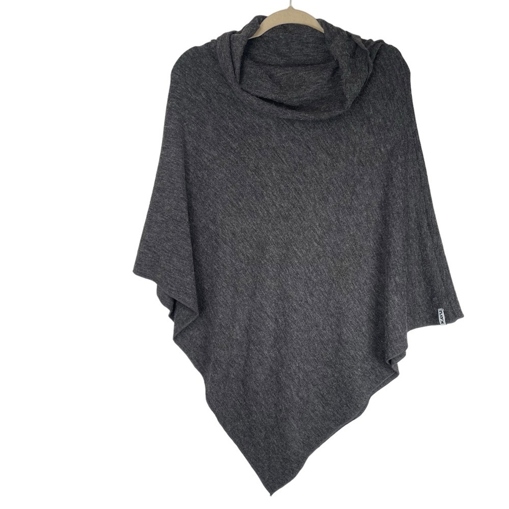 KAVU Women's Pretty Poncho Size O/S Grey Turtleneck Soft Winter Layering